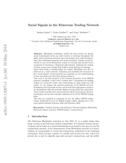 Social Signals in the Ethereum Trading Network