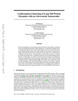 Conformation Clustering of Long MD Protein Dynamics with an Adversarial
  Autoencoder