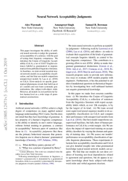 Neural Network Acceptability Judgments