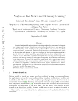 Analysis of Fast Structured Dictionary Learning