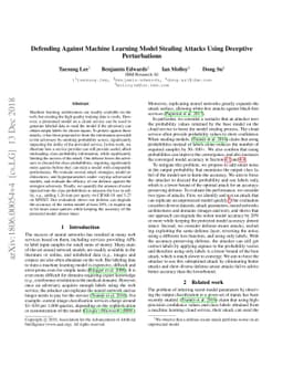 Defending Against Machine Learning Model Stealing Attacks Using
  Deceptive Perturbations