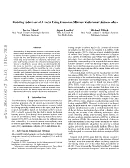 Resisting Adversarial Attacks using Gaussian Mixture Variational
  Autoencoders