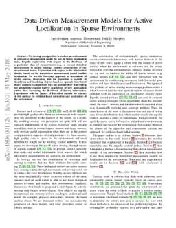 Data-Driven Measurement Models for Active Localization in Sparse
  Environments