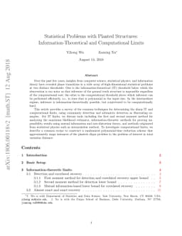 Statistical Problems with Planted Structures: Information-Theoretical
  and Computational Limits
