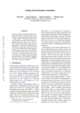 Scaling Neural Machine Translation