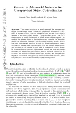 Generative Adversarial Networks for Unsupervised Object Co-localization