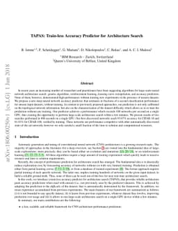 TAPAS: Train-less Accuracy Predictor for Architecture Search