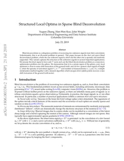 Structured Local Optima in Sparse Blind Deconvolution