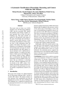 A Systematic Classification of Knowledge, Reasoning, and Context within
  the ARC Dataset