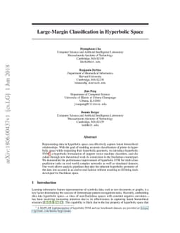 Large-Margin Classification in Hyperbolic Space