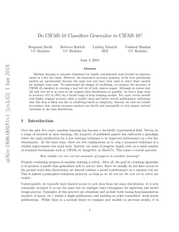 Do CIFAR-10 Classifiers Generalize to CIFAR-10?
