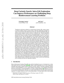 Deep Curiosity Search: Intra-Life Exploration Can Improve Performance on
  Challenging Deep Reinforcement Learning Problems