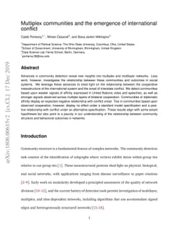 Multiplex Communities and the Emergence of International Conflict
