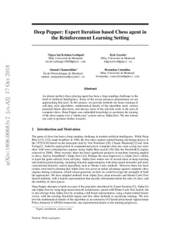 Deep Pepper: Expert Iteration based Chess agent in the Reinforcement
  Learning Setting