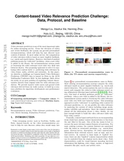 Content-based Video Relevance Prediction Challenge: Data, Protocol, and
  Baseline