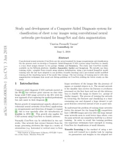 Study and development of a Computer-Aided Diagnosis system for
  classification of chest x-ray images using convolutional neural networks
  pre-trained for ImageNet and data augmentation