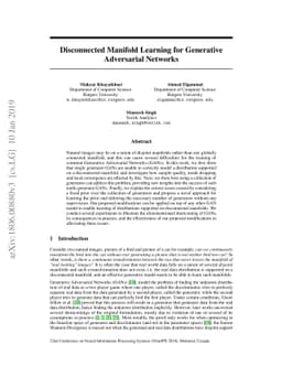 Disconnected Manifold Learning for Generative Adversarial Networks