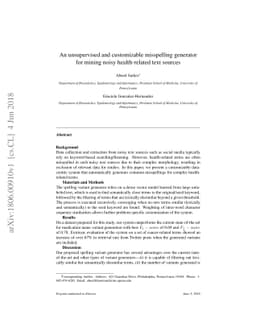 An unsupervised and customizable misspelling generator for mining noisy
  health-related text sources
