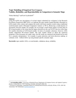 Topic Modelling of Empirical Text Corpora: Validity, Reliability, and
  Reproducibility in Comparison to Semantic Maps
