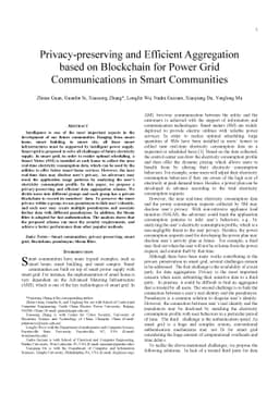 Privacy-preserving and Efficient Aggregation based on Blockchain for
  Power Grid Communications in Smart Communities