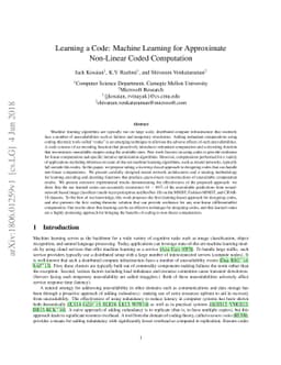 Learning a Code: Machine Learning for Approximate Non-Linear Coded
  Computation