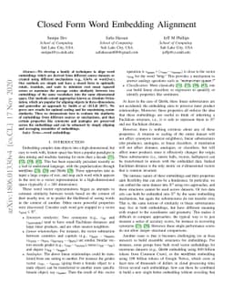 Closed Form Word Embedding Alignment