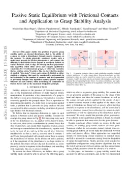 Passive Static Equilibrium with Frictional Contacts and Application to
  Grasp Stability Analysis