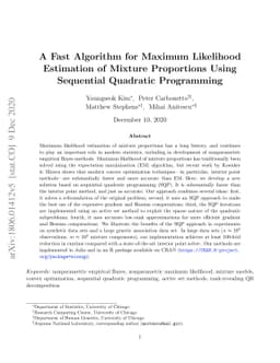 A fast algorithm for maximum likelihood estimation of mixture
  proportions using sequential quadratic programming