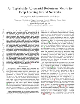 An Explainable Adversarial Robustness Metric for Deep Learning Neural
  Networks
