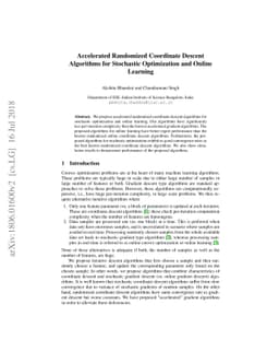 Accelerated Randomized Coordinate Descent Algorithms for Stochastic
  Optimization and Online Learning