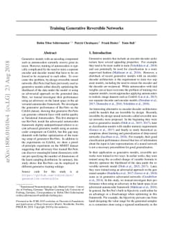 Training Generative Reversible Networks