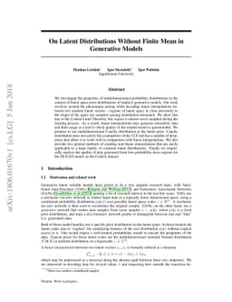 On Latent Distributions Without Finite Mean in Generative Models