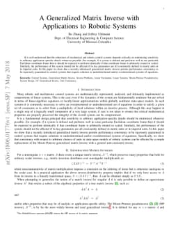 A Generalized Matrix Inverse with Applications to Robotic Systems