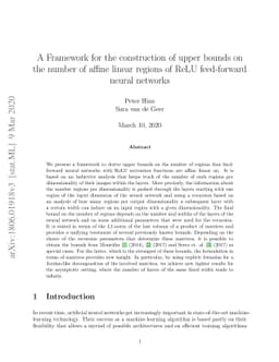 A Framework for the construction of upper bounds on the number of affine
  linear regions of ReLU feed-forward neural networks
