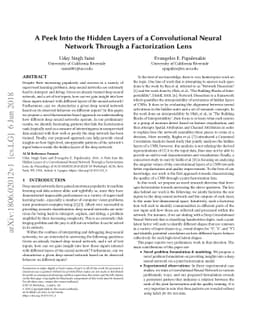 A Peek Into the Hidden Layers of a Convolutional Neural Network Through
  a Factorization Lens