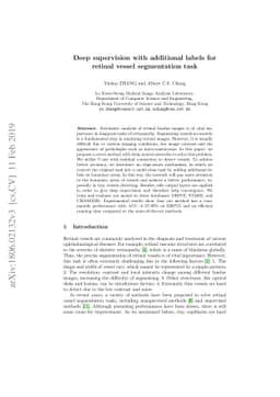 Deep supervision with additional labels for retinal vessel segmentation
  task