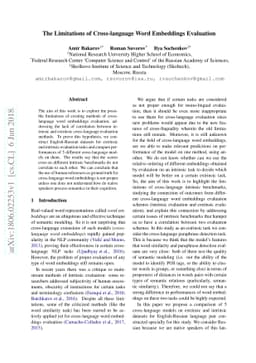 The Limitations of Cross-language Word Embeddings Evaluation