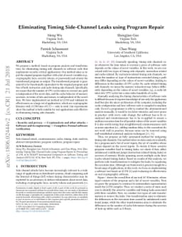 Eliminating Timing Side-Channel Leaks using Program Repair