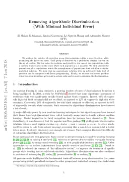 Removing Algorithmic Discrimination (With Minimal Individual Error)