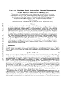 Exact Low Tubal Rank Tensor Recovery from Gaussian Measurements