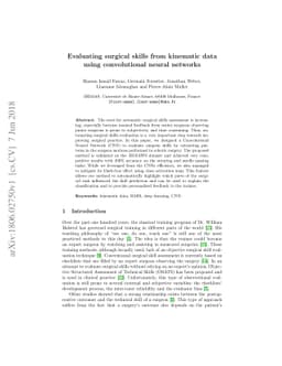 Evaluating surgical skills from kinematic data using convolutional
  neural networks