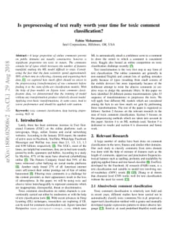 Is preprocessing of text really worth your time for online comment
  classification?