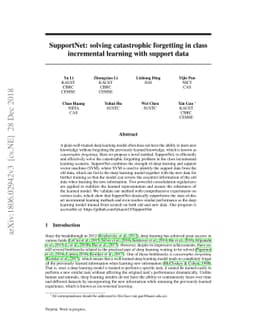 SupportNet: solving catastrophic forgetting in class incremental
  learning with support data