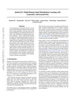 JointGAN: Multi-Domain Joint Distribution Learning with Generative
  Adversarial Nets