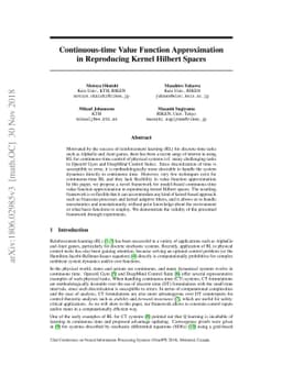 Continuous-time Value Function Approximation in Reproducing Kernel
  Hilbert Spaces