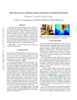 Deep multi-scale architectures for monocular depth estimation