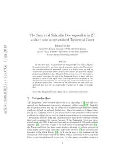 The Saturated Subpaths Decomposition in Z 2 : a short note on
  generalized Tangential Cover