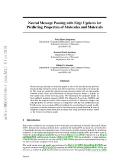 Neural Message Passing with Edge Updates for Predicting Properties of
  Molecules and Materials