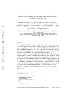 Data-driven model for the identification of the rock type at a drilling
  bit
