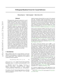 Orthogonal Random Forest for Causal Inference